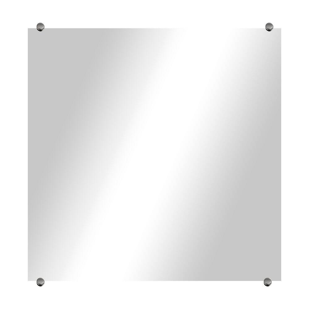 Modern Rustic (24in. W x 24in. H) Frameless Square Wall Mirror with Brass R