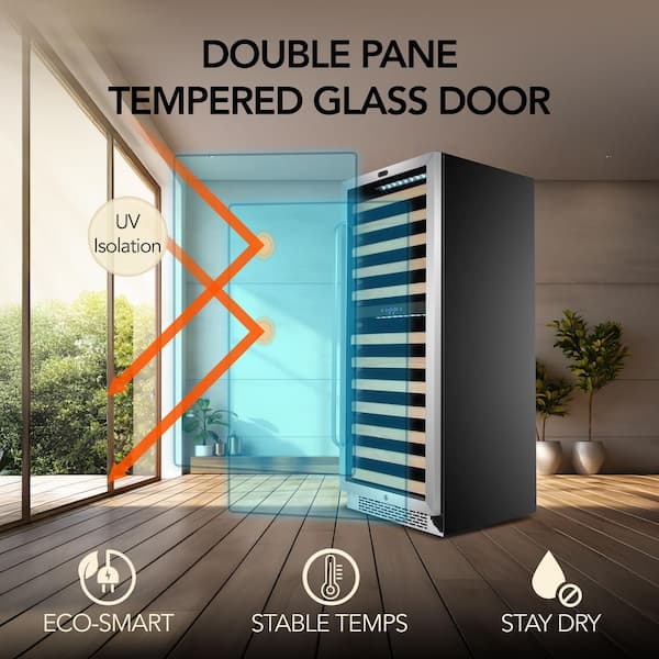 48 in. Dual Zone 192-Bottle Built-In Wine Cooler Bundle in Stainless Steel, Reversible Door and Double Pane Glass