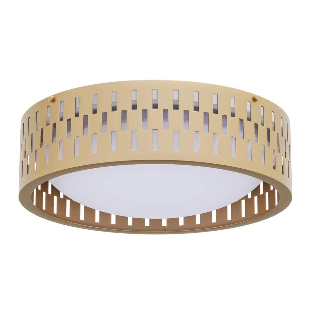 13.7 in. 22-Watt Modern Gold Integrated LED Flush Mount with White Acrylic 