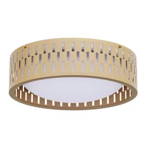 13.7 in. 22-Watt Modern Gold Integrated LED Flush Mount with White Acrylic Shade