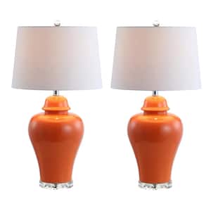 Winnie 27 in. Orange Ceramic Urn LED Table Lamp (Set of 2)