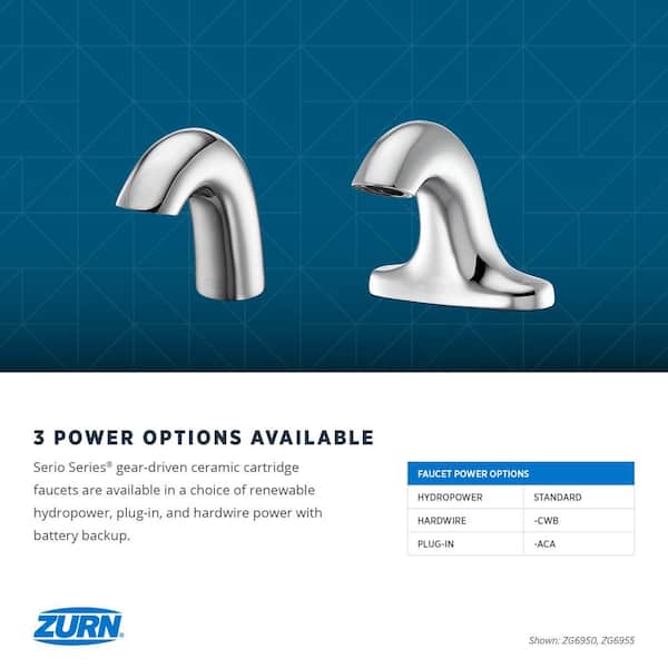 Serio Series Single HoleSensor Faucet with Gear-Driven Ceramic Cartridge, 0.5 GPM, Hardwired Power, Polished Chrome