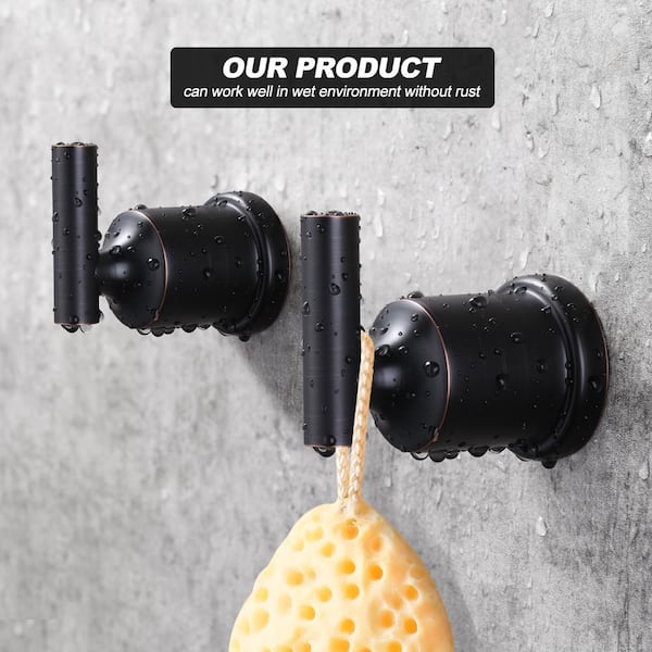 Stainless Steel Bathroom Hook Wall Mount J-Hook Robe/Towel Hook with Rust Resistant in Oil Rubbed Bronze (2-Pack)