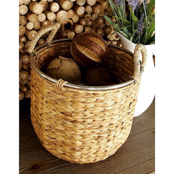 Litton Lane Seagrass Handmade Storage Basket with Handles (Set of 2)