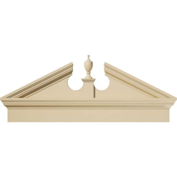 Ekena Millwork 40 in. W x 16-7/8 in. H x 2-3/4 in. P Pitch 6/12 Acorn Signature Urethane Combination Pediment Acorn Ships Unattached in