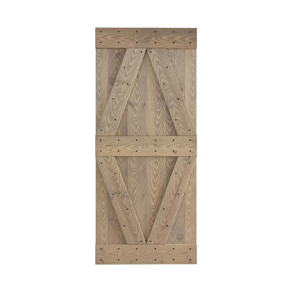 COAST SEQUOIA INC X Series Embossing 36 in. x 84 in. Light Gray DIY Knotty Wood Sliding Door Slab