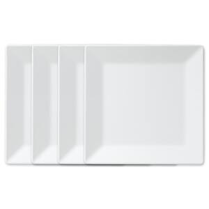 Diamond Square 10.5 in. Melamine Dinner Plate in White (Set of 4)