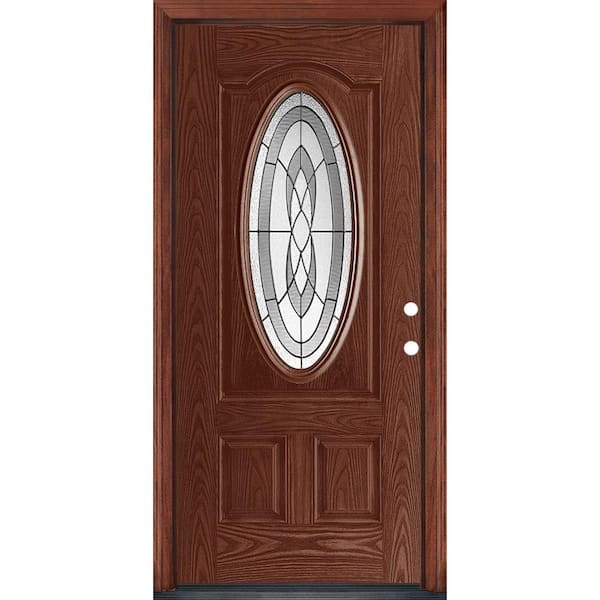 Masonite 36 in. x 80 in. Crescendo 3/4 Oval-Lite Left Hand Inswing Finished Textured Fiberglass Prehung Front Door w/ Brickmold