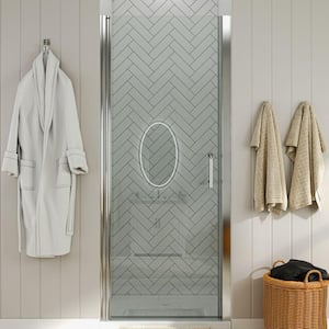 36 to 37-1/4 in. W x 72 in. H Pivot Swing Frameless Shower Door in Chrome with Clear Glass