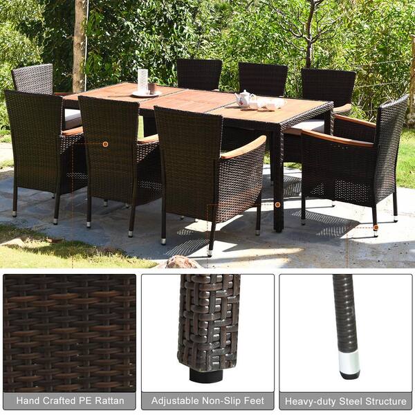 rattan dining set with adjustable table