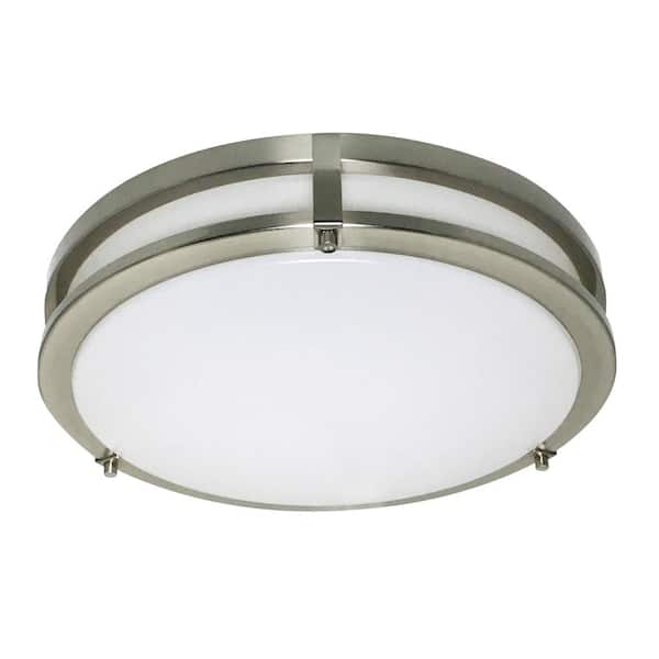 Design House Ripon 14-1/2 in. Satin Nickel Integrated LED Ceiling Flush Mount Light