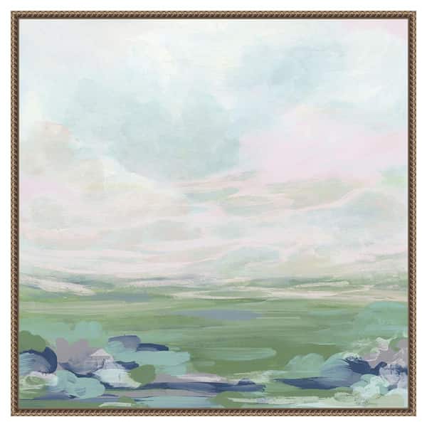 Amanti Art Lavender Scape I by June Erica Vess 30 in. W x 30 in. H Canvas Float Frame in Bronze