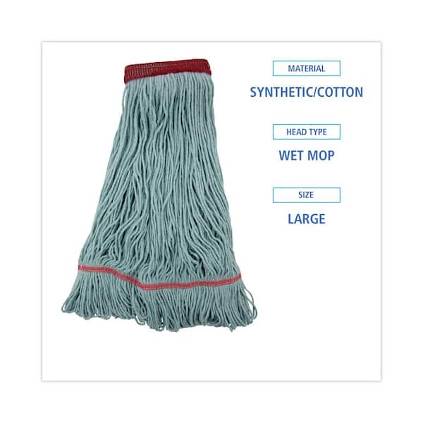 Boardwalk BWK1400LCT Cotton/Synthetic EchoMop with Looped-End Wet String Mop Mop Head, Large, Blue, (12-Carton) - 2