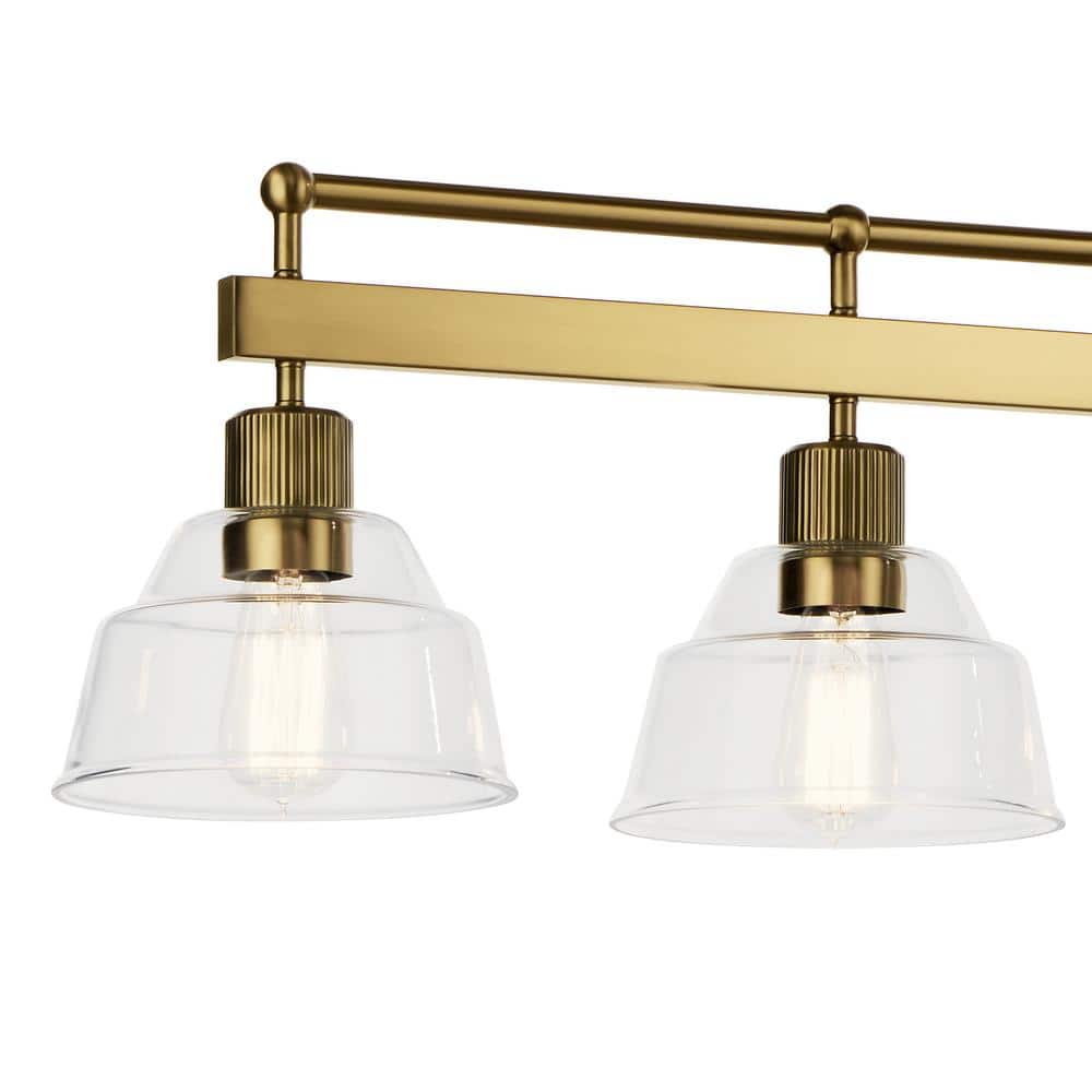 Eastmont Brushed Brass 5-Light Linear Chandelier with Clear Glass Shades