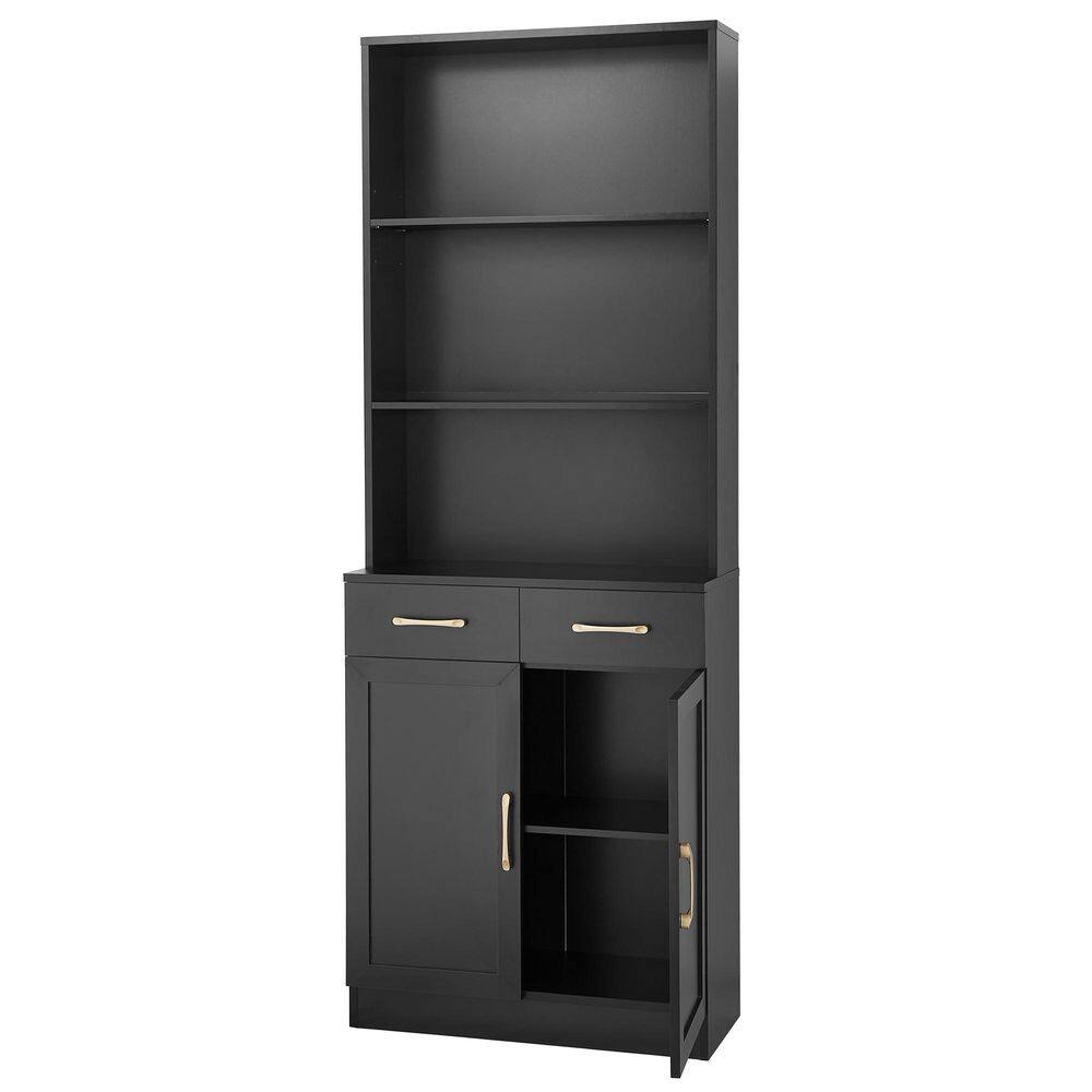 25.9 in. W x 11 in. D x 70 in. H Black Linen Cabinet,Bathroom Storage Cabinet with Two Doors and Drawers