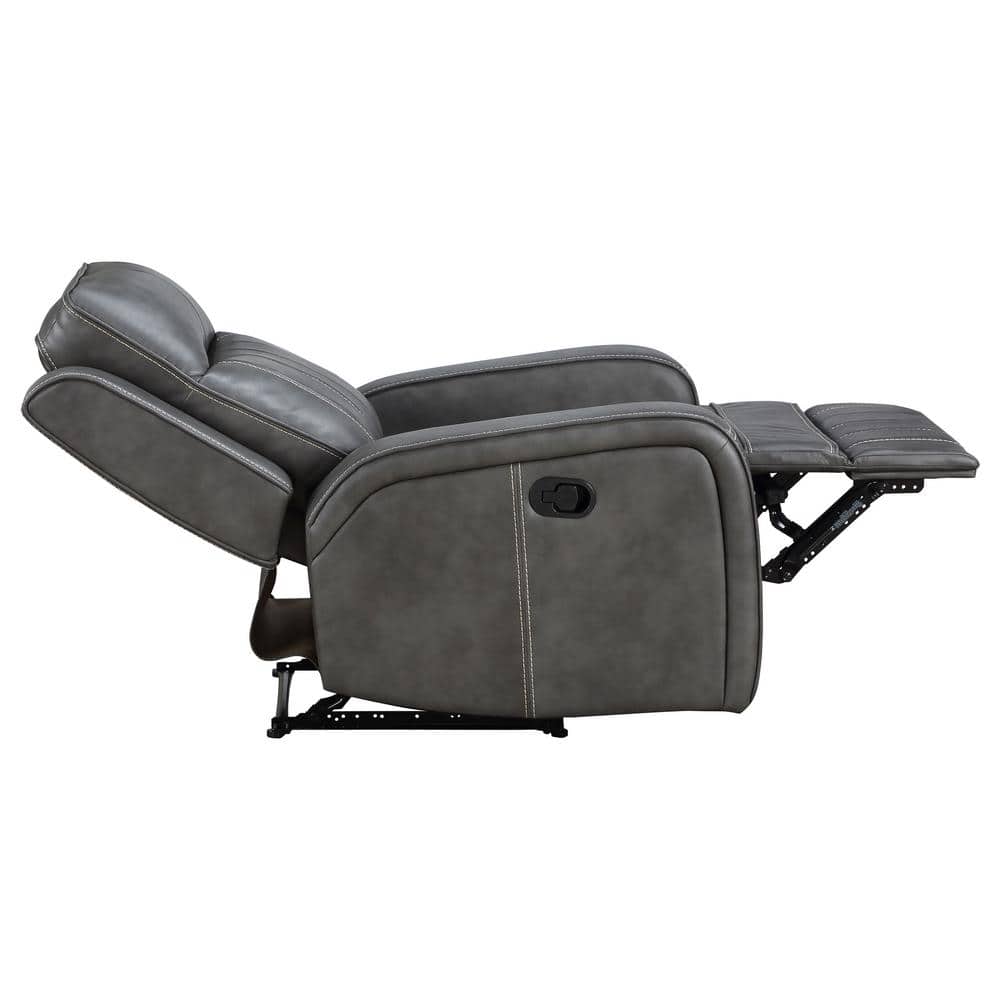 Gray Faux Leather Manual Recliner with Lift