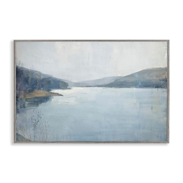 Stupell Industries Faded Distant Mountains by LSR Design Studio Gray Framed Nature Giclee Art Print 20 in. x 30 in.