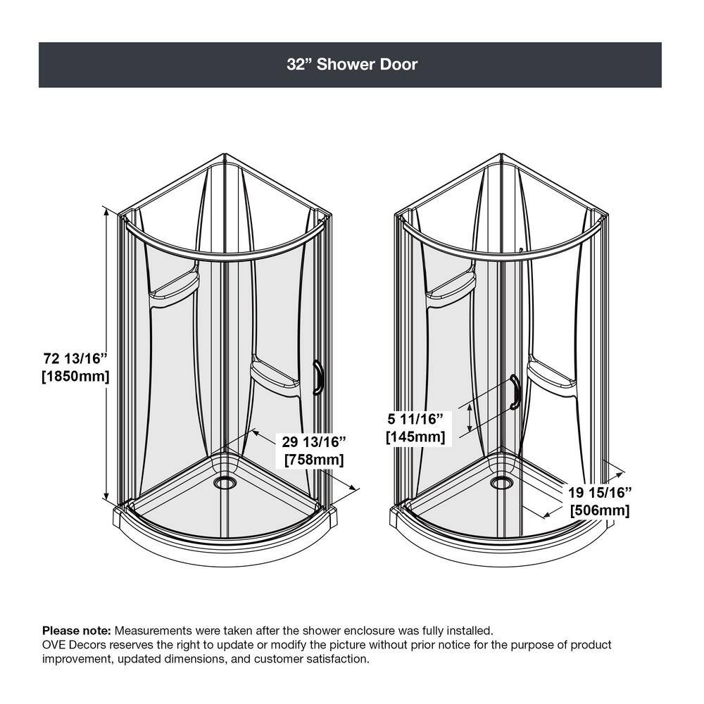 Polished Chrome 33" Round Corner Shower Kit with Clear Glass Panels