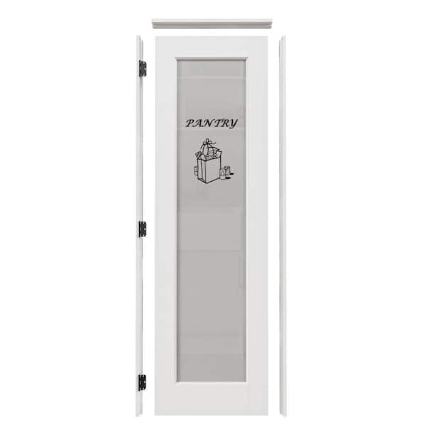 18 in. x 80 in. 1-Lite Frosted Glass Right-Hand White Solid Core Glass Single Prehung Interior Door+ Quick Assemble Jamb