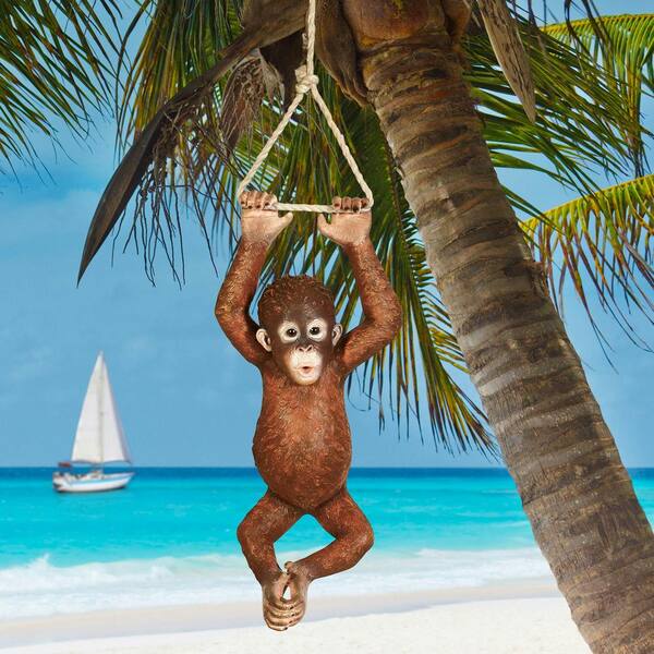 Design Toscano 29 in. H Pongo, The Hanging Baby Orangutan Statue