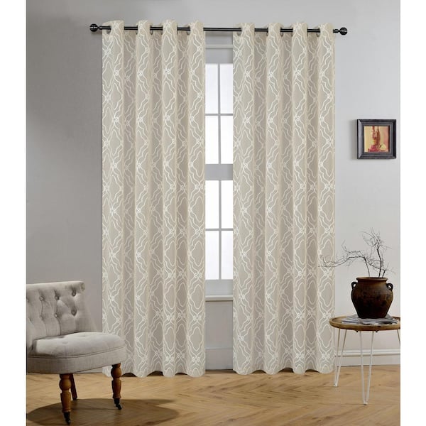 Lyndale Decor Adelaide 95 in.L x 54 in. W Sheer Polyester Curtain in Oyster
