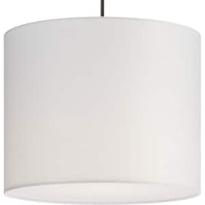 Markor Collection 12 in. 1-Light White Linen Transitional Pendant
