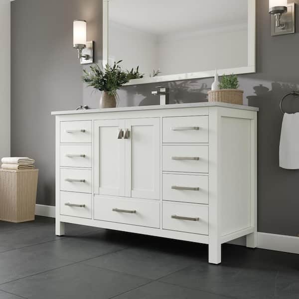 Eviva London 48 in. Single Sink White Bath Vanity with White