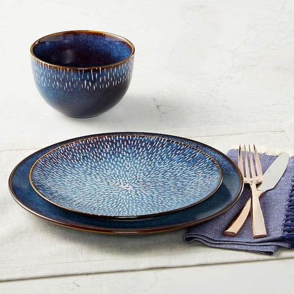 Matisse 16-Piece Contemporary Cobalt Earthenware Dinnerware Set (Service for 4)