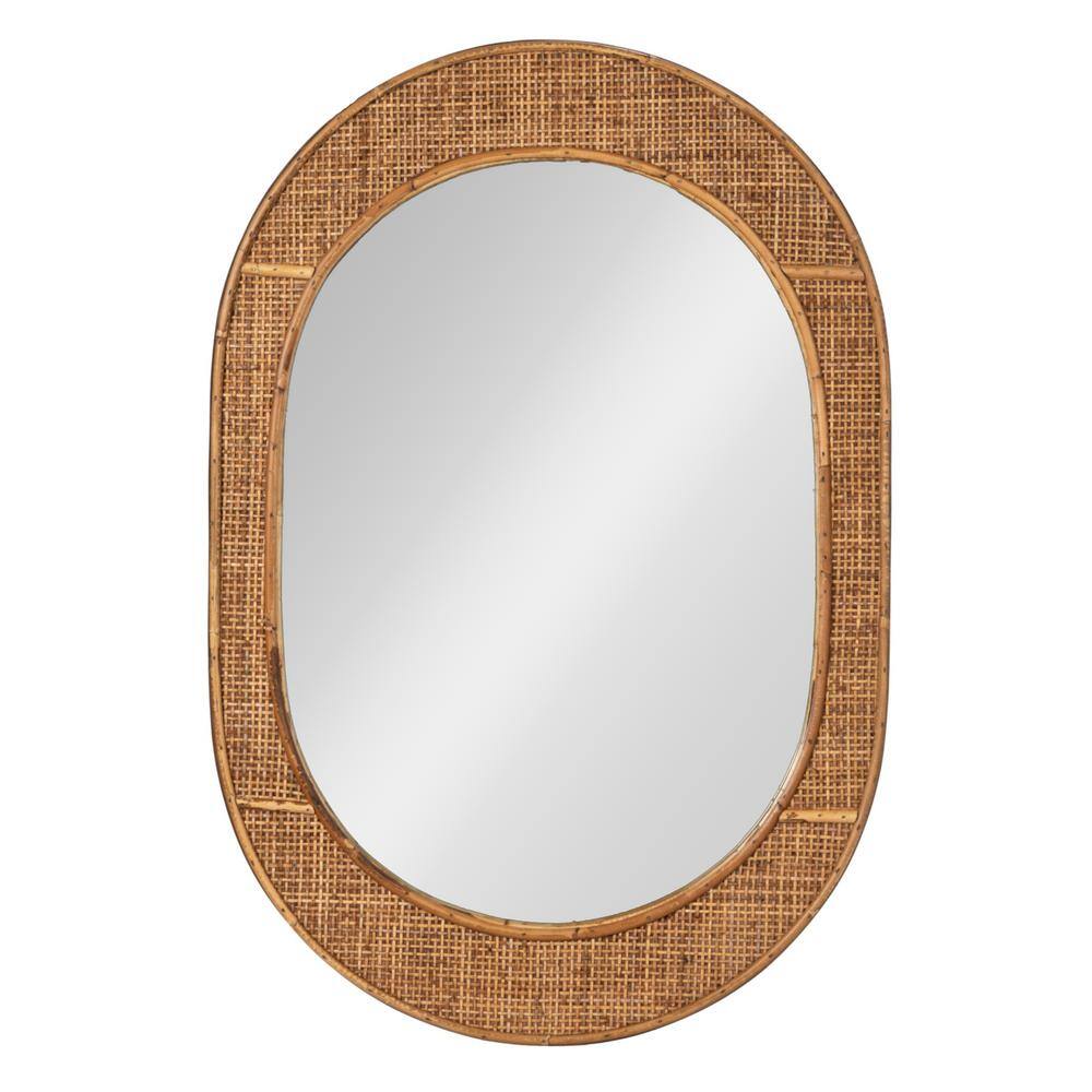 Natural Oval Bamboo and Rattan Wall Mirror