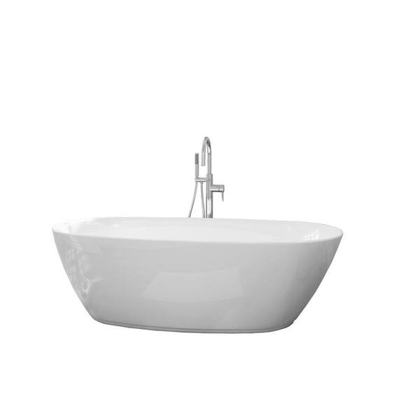 A&E Columbus 71 in. Acrylic Freestanding Flatbottom Non-Whirlpool Bathtub in White All-in-One Kit