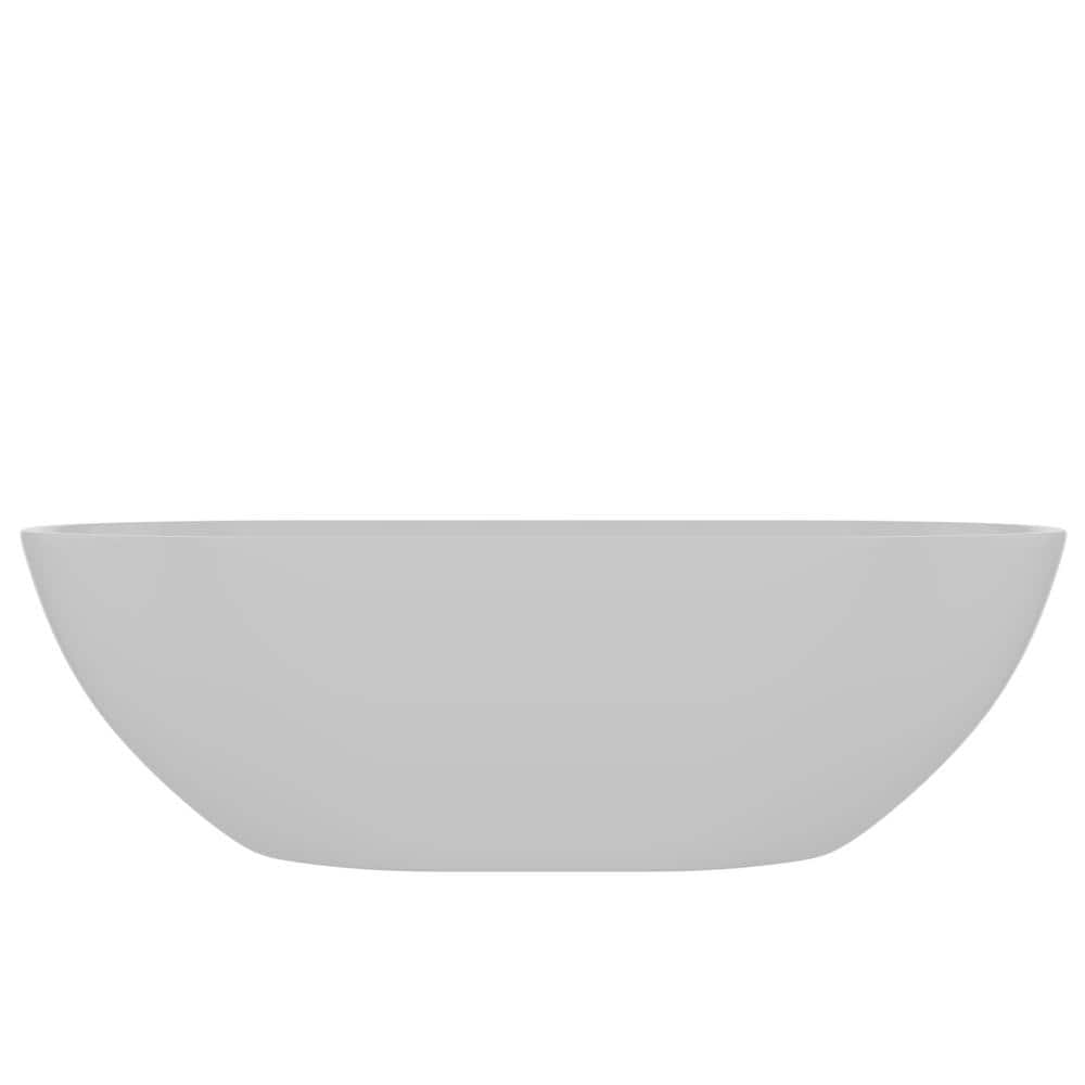 68.5'' White Resin Freestanding Oval Soaking Bathtub