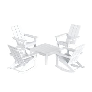 Shoreside White Modern 17 in. Tall Square HDPE Plastic Outdoor Patio Conversation Coffee Table