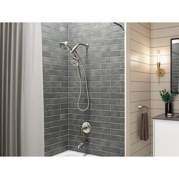 Freespin Bellerose 3-Spray 5.25 in. Dual Wall Mount Fixed and Handheld Shower 1.75 GPM in Vibrant Brushed Nickel