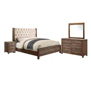 Hutchinson 4 Pc. Queen Bed Set in Rustic Natural Tone Finish