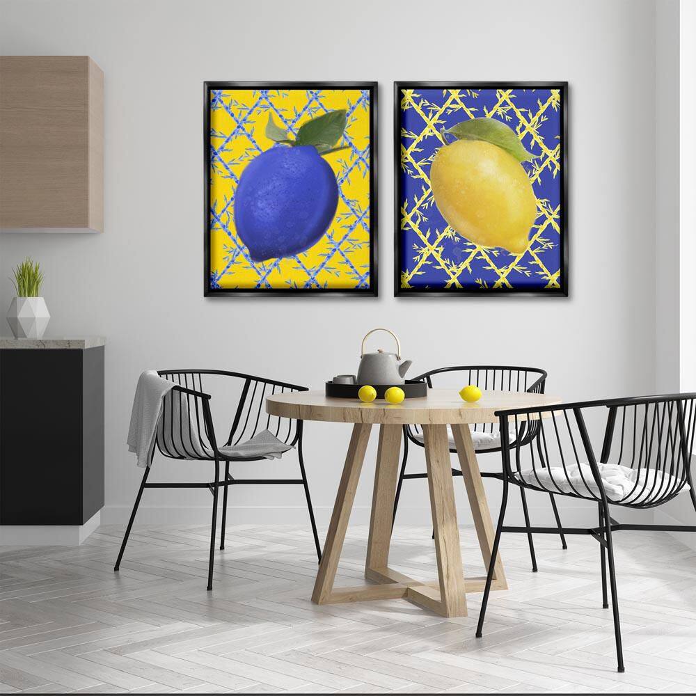 Bold Blue and Yellow Lemons by Matthew Piotrowicz 2 Piece Black Floater Frame Food Graphic Art Print 31 in. x 25 in. price history on PriceWatchPro