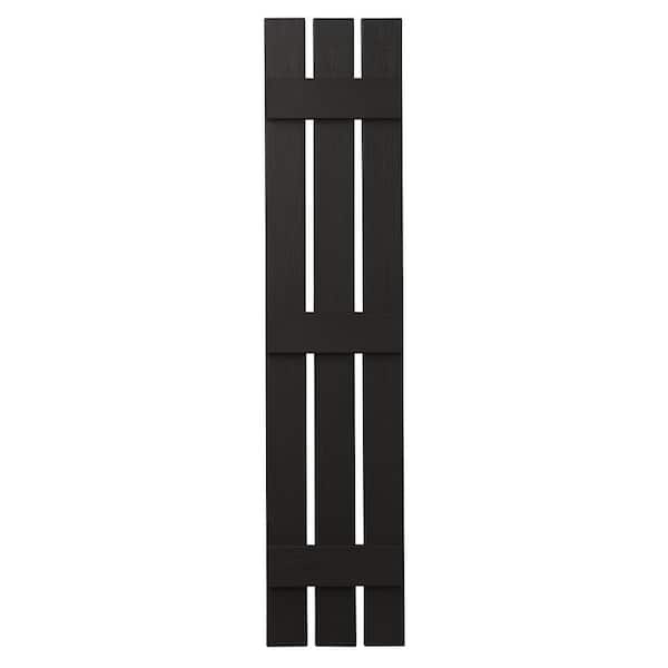 Ply Gem 12 in. x 67 in. Polypropylene 3-Board Open Board and Batten Shutters Pair in Peppercorn