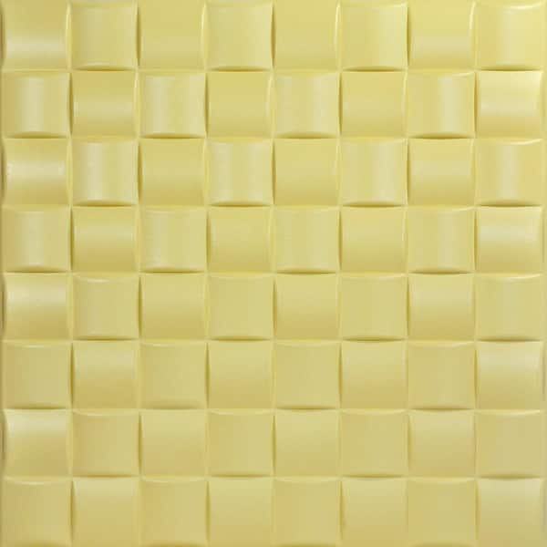 A La Maison Ceilings Cobblestone Concord Ivory 1.6 ft. x 1.6 ft. Decorative Foam Glue Up Ceiling Tile (21.6 sq. ft./case)