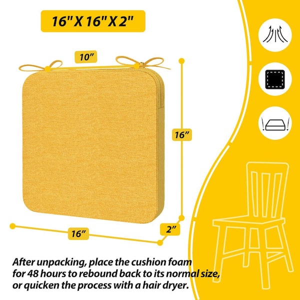 AAAAAcessories 16 x 16 Indoor Round Square Corner Removable  Non-slip Chair Cushion in Gold Yellow (4-Pack) YF-GYellow-4