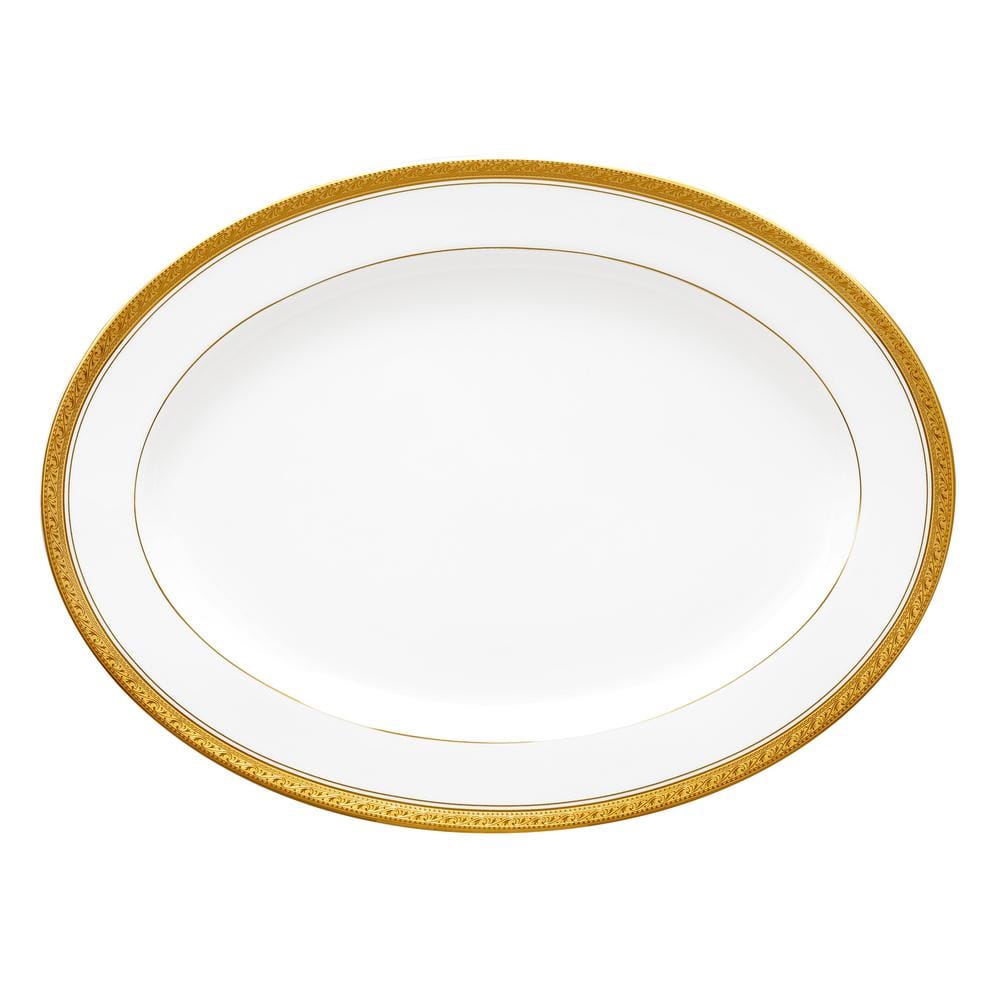 Noritake Crestwood Gold 14 in. (Gold) Porcelain Oval Platter 4167