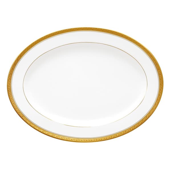 Noritake Crestwood Gold 14 in. (Gold) Porcelain Oval Platter