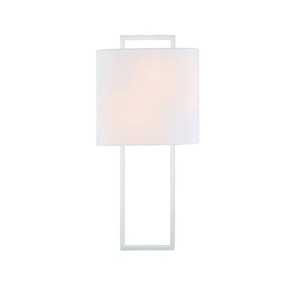 Elegant Polished Nickel 2-Light Sconce with White Silk Shade