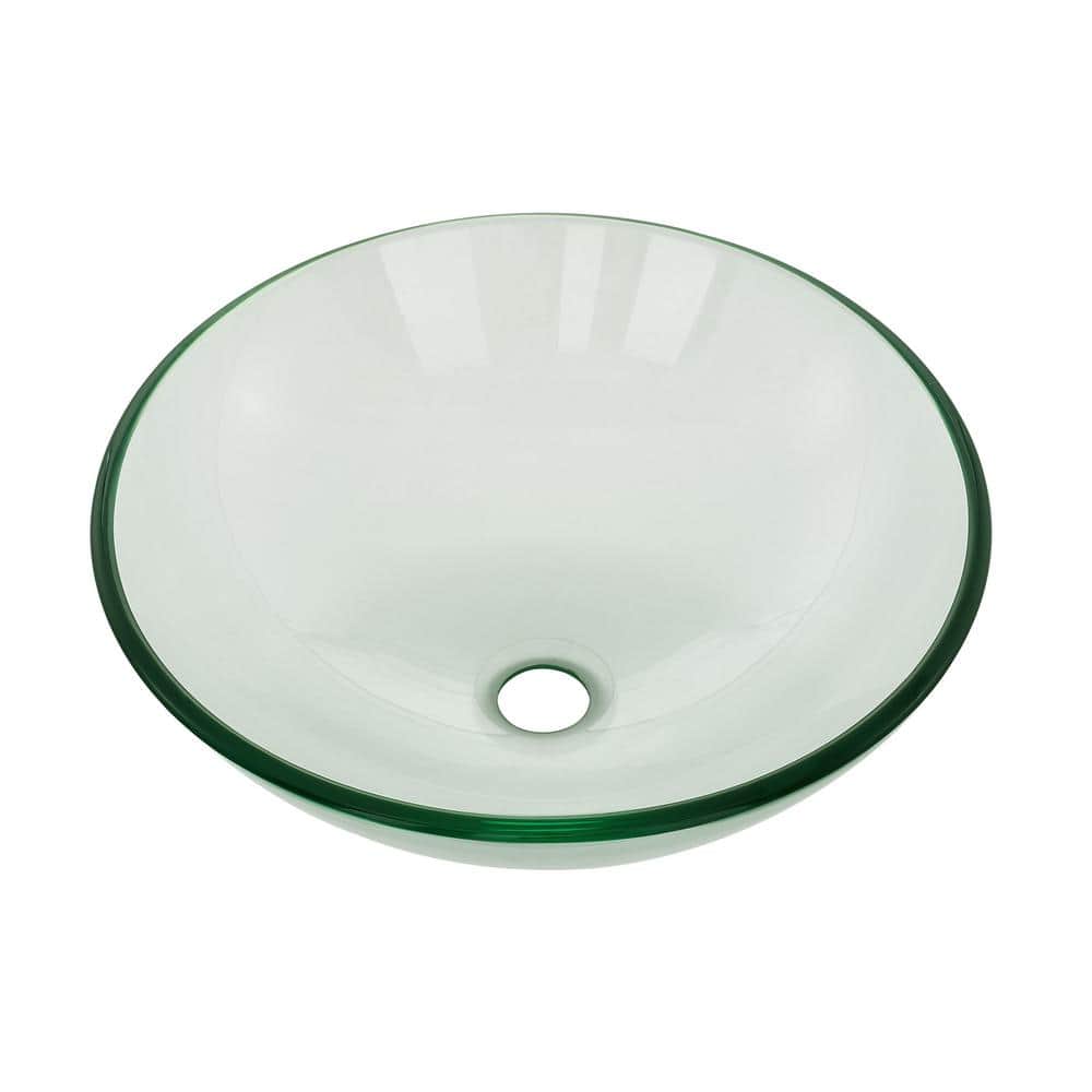 Cascade Clear Glass 16.5'' Vessel Sink with Waterfall Faucet