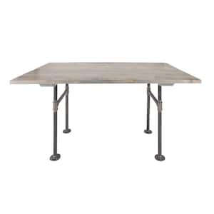 60 in. x 36 in. x 29.5 in. Riverstone Grey Restore Wood Dining Table with Industrial Steel Pipe Legs