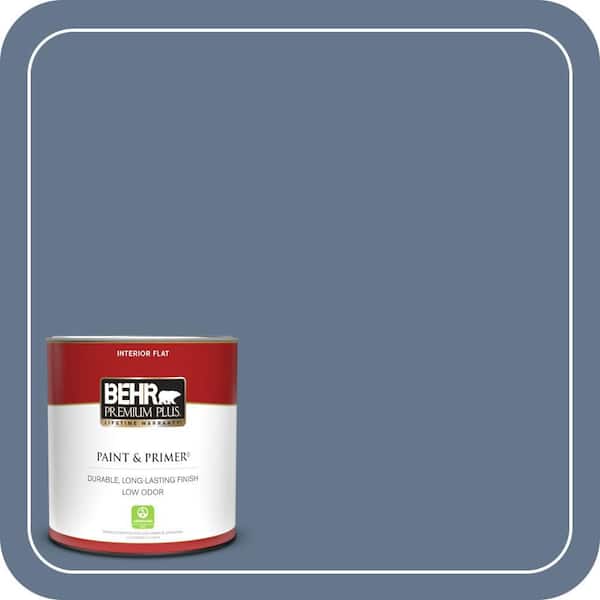 BEHR PREMIUM PLUS 1 qt. #ECC-57-3 Always Indigo Flat Low Odor Interior Paint & Primer