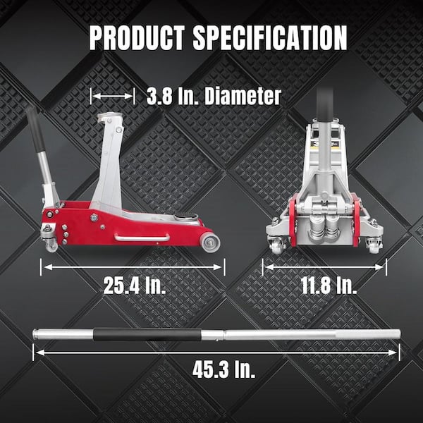 Big Red 3-Ton Low-Profile Aluminum Floor Jack with Dual Piston