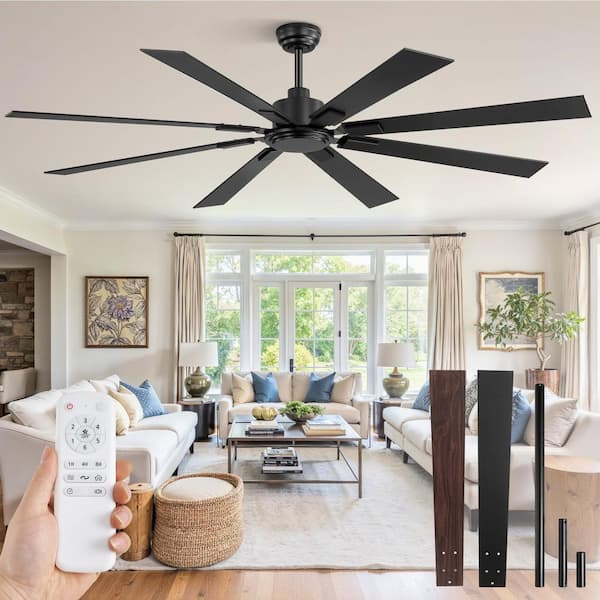 72 in. Indoor/Outdoor DC Motor Matte Black Ceiling Fan with Remote Control Included