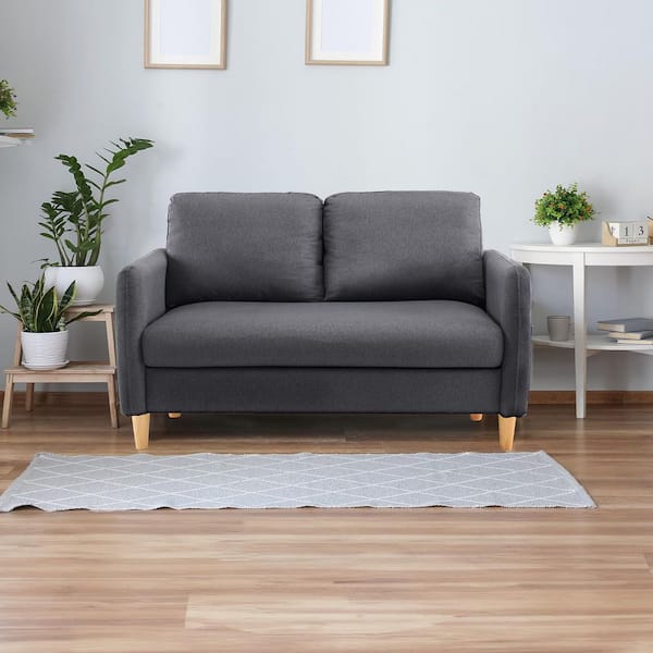 41.34 in. Dark Gray Cotton and Linen 2-Seater Loveseat