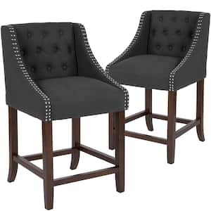 36 in. Charcoal Fabric Bar Stool (Set of 2)