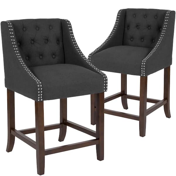 Carnegy Avenue 36 in. Charcoal Fabric Bar Stool (Set of 2)