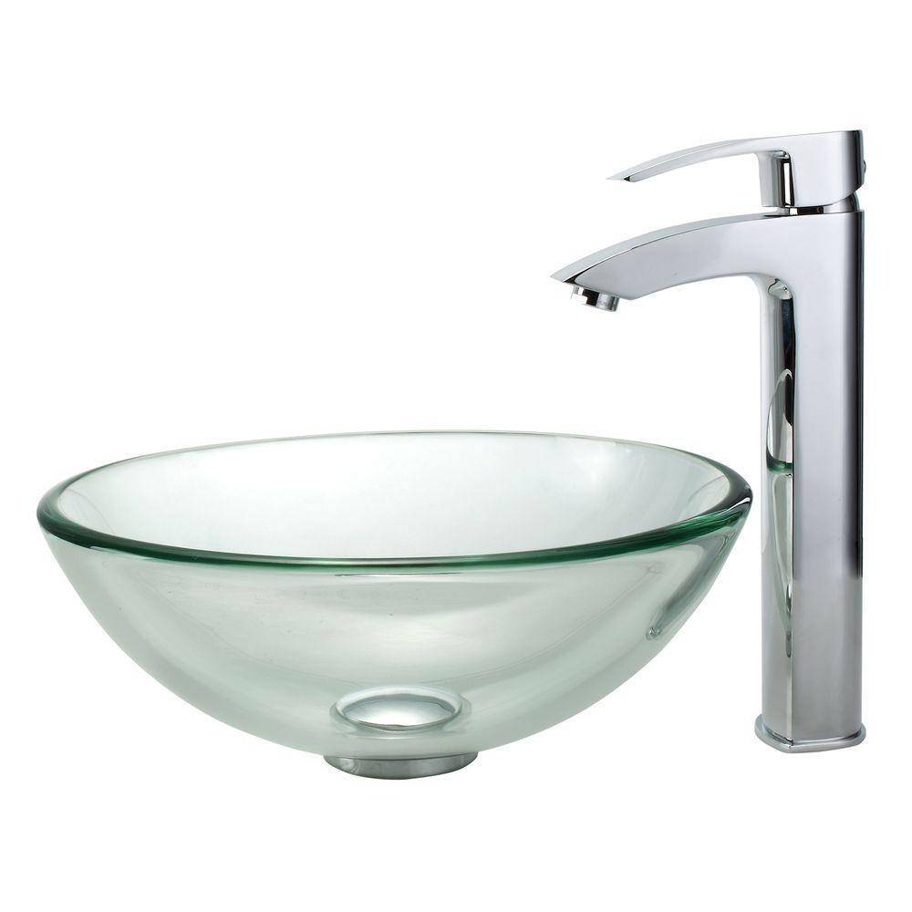 14 Inch Clear Round Glass Vessel Sink